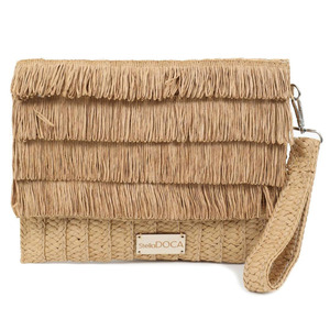 Paper straw women's envelope bag Doca 22353 beige 